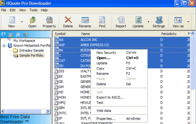 HQuote Pro Historical Stock Prices Downloader Screenshot